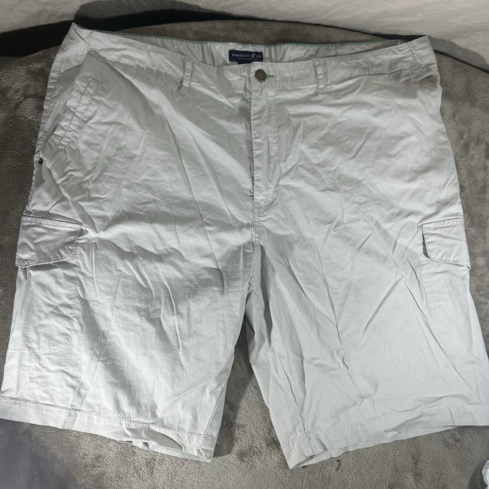Caribbean Joe Men's Cargo Shorts Size 42 Khaki Stone Stretch Cotton